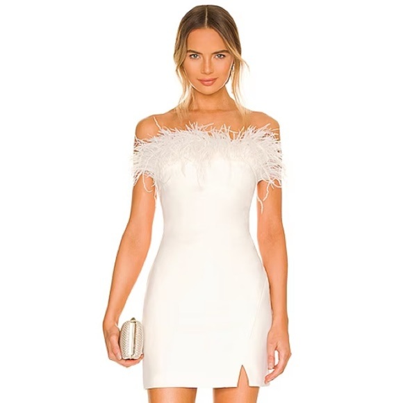Likely Dresses & Skirts - LIKELY Katy White Feather Dress Size 2 Mini Wedding Bridal Cocktail